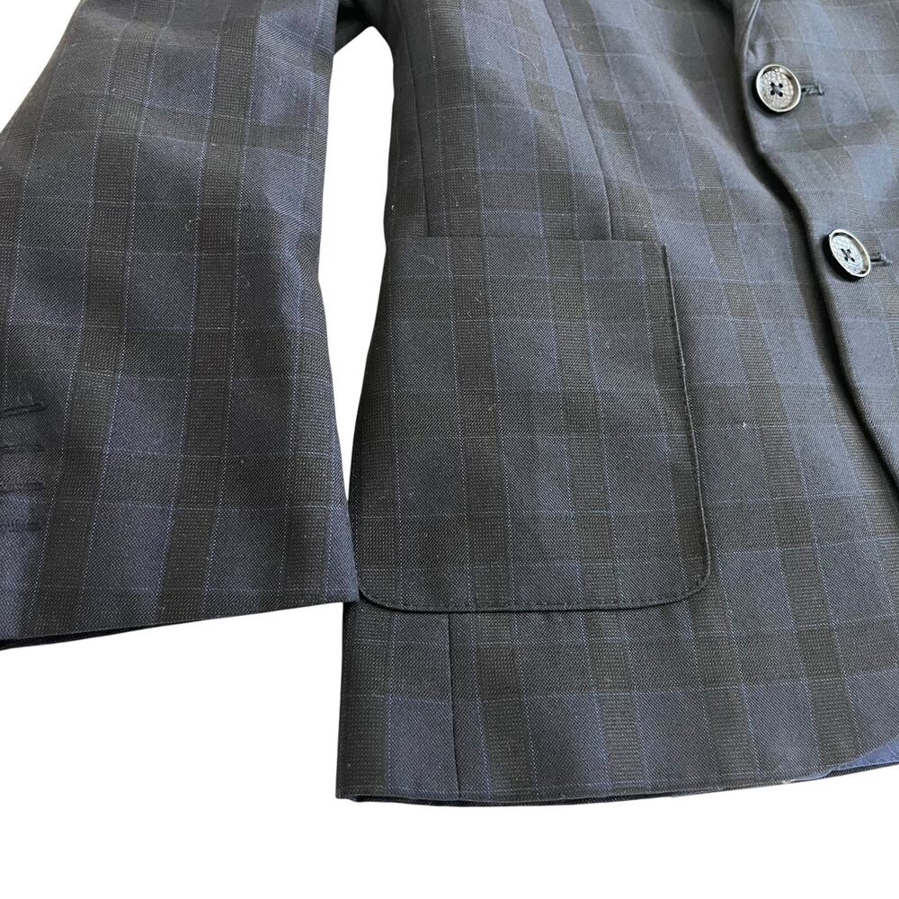 Leo & Zachary Boys Navy Black Plaid Suit Sports Jacket Blazer size 10 - Picture 7 of 14